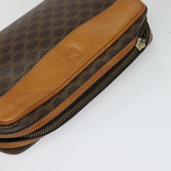 CELINE Macadam Canvas Shoulder Bag Pvc Leather Brown Gold - Picture 6 of 12